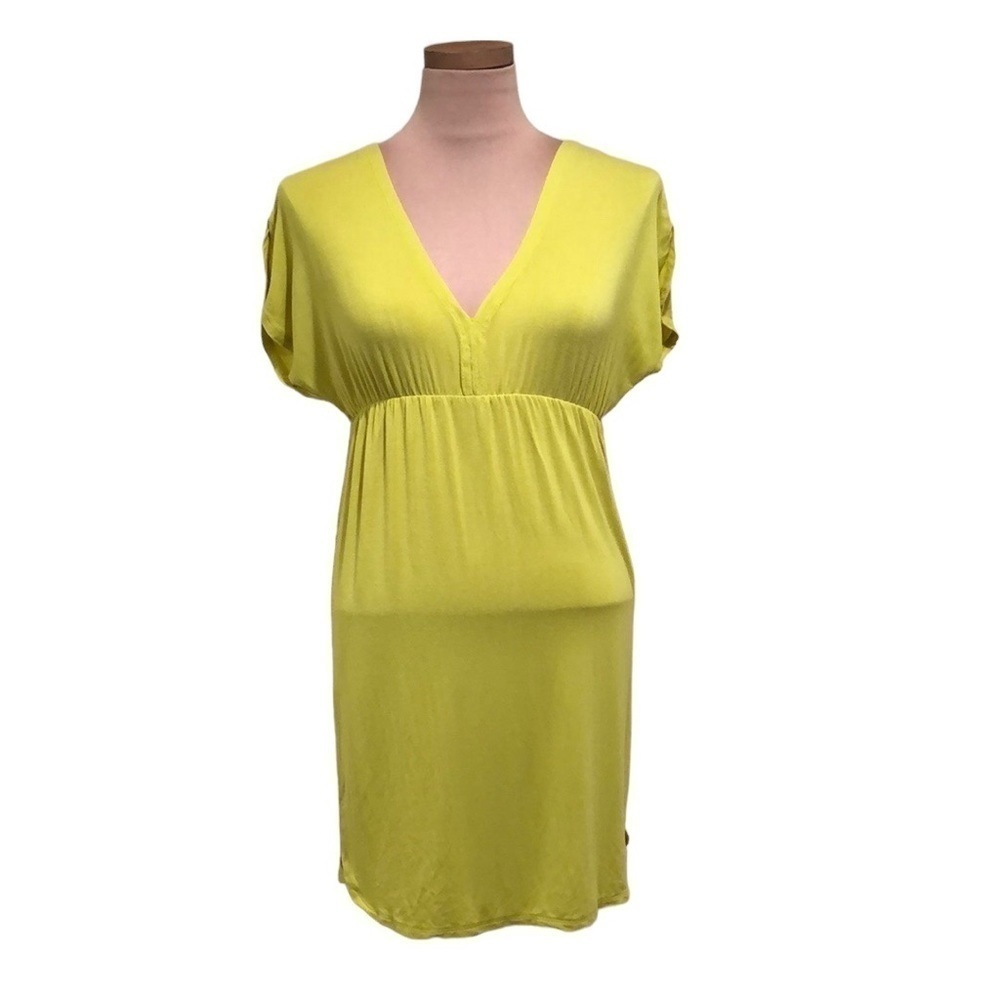 KAVU Dress Size XS Citron Yellow Tencel Dolman Sleeve Mini